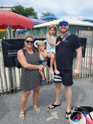 Chef Brendan Tharp of the Clubhouse at Baywood and his wife Tory Tharp and their children had fun in the pool at SoDel Concepts’ employee event at Jungle Jim’s in Rehoboth Beach.
