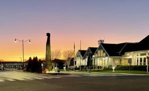 Early morning sun outlines the Bethany Beach totem pole in Tina Schmidt’s photo, a finalist in the 2023 contest.