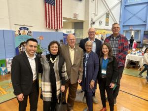 Officials in attendance at the small business expo are (l-r) Rony Baltazar-Lopez, Delaware Hispanic Commission member and director of policy and communications,
Delaware Department of State; Faye West; Georgetown Mayor Bill West, Delaware League of Local Governments vice president; Christina Diaz-Malone, Georgetown Council member; Sen. Russ Huxtable, D-Lewes; Mary Dupont, La Plaza Delaware executive director; and Gene Dvornick, Georgetown town manager and and DLLG legislative advocacy committee member. SUBMITTED PHOTOS