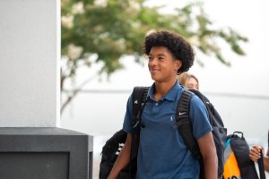 Blake Dale starts the academic year with a smile at Delmarva Christian High School.