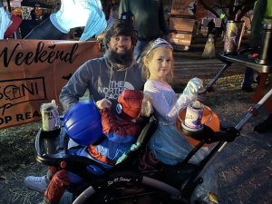 Getting ready to enter Milton Memorial Park for Wicked Weekend are (l-r) Marcus, Zach and Layla Plunkett.