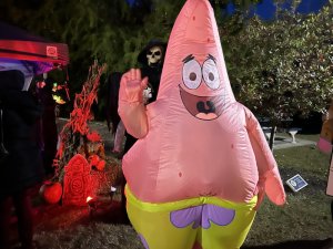 Patrick Star of “Spongebob Squarepants” says hello.