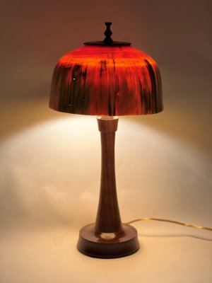 Rehoboth Art League Holiday Fair raffle ticket holders have the chance to win a wood-turned lamp crafted by Charles Paul.
