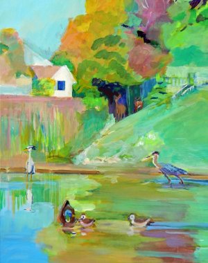 “Heron Pond,” acrylic by Lesley McCaskill.
