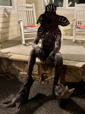 Movable flaps are a feature of Mia Jaoude’s Demogorgon full-body costume.