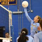 Katie Knarr gets up for a kill shot in the fifth set.