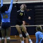 Padua’s Mackenzie Sobczyk knocks down one her six kills in the match.