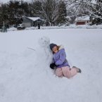 Mirabel Jordan of Lewes is proud of her snowman.
