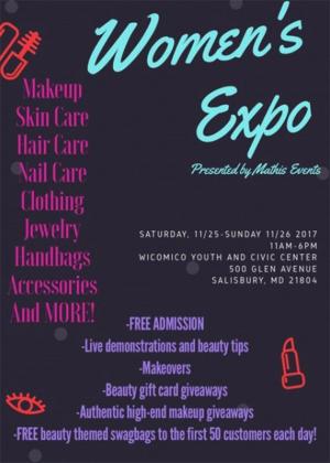 Women’s Expo, WY&CC, Wicomico Youth & Civic Center, Wicomico, Delmarva, makeup, beauty, skin care, nail care, clothing, Mathis Events, Salisbury, Maryland