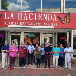 La Hacienda Mexican Restaurant and Bar ribbon-cutting attendees shown are (l-r) Patrick Abel, Delaware State News/Chronicle; Jennis Hess, chamber vice president; Joseph Rybicki, 2021 Marvelous Man; Carlos Estrada, owner-operator; Armando Estrada, owner; Charles E. Shaw Jr., general manager; Cameron Estrada, son of owner/operator; Antonia Estrada, owner; Sofia Estrada, daughter of owner/operator; Bill Vendetti, former Marvelous Man; Cesar Estrada, Dover location owner/operator; Angel Hodges, chamber president; Jennifer Jurzcak, chamber secretary; and Milford Mayor Archie Campbell. SUBMITTED PHOTO