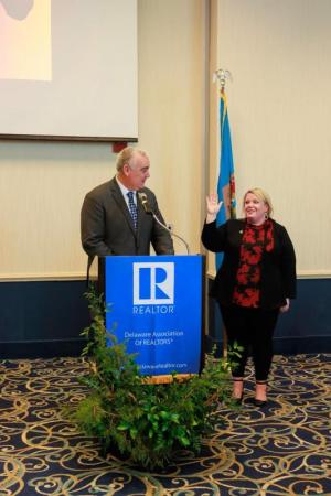 Delaware Association of Realtors President Chrissy Steele, right, is officially installed in office by Kevin Sears, National Association of Realtors 2023 first vice president. SUBMITTED PHOTO