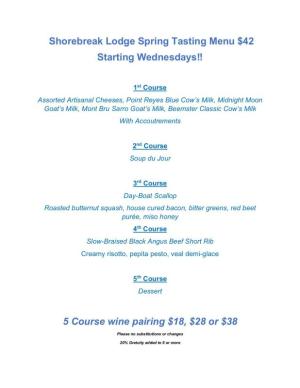 5 Course Tasting Menu