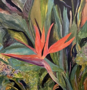 “Birds of Paradise,” acrylic by Jane Knaus.