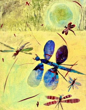 “Dance of the Dragonflies,” acrylic by Eileen Olson.