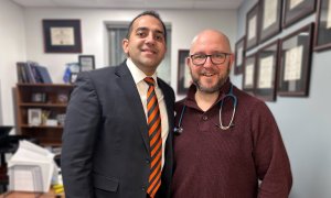 Chief of Medical Cardiology and Interventional Cardiologist Aditya Sharma, MD, MBA, FACC, FSCAI with CHF Clinic Lead Craig Laing, ANP-BC Bayhealth Launches New Congestive Heart Failure Clinic to Reduce Readmissions and Improve Patient Outcomes