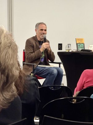 Michael Kardos answers a question during his author event at Lewes Public Library. SUBMITTED PHOTOS