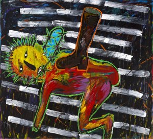 “Oppression”, 1984. Luis Cruz Azaceta (born 1942). Acrylic on canvas, 59 1/2 × 65 1/2 inches.Delaware Art Museu, F. V. du Pont Acquisition Fund, 1986. © Luis Cruz Azaceta. Courtesy George Adams Gallery. “Oppression” by Luis Cruz Azaceta