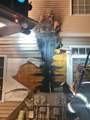 Fire damaged the outside of several condo units Feb. 18 near Rehoboth Beach. REHOBOTH BEACH FIRE CO. PHOTOS