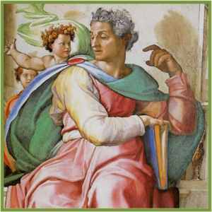 “Elisha (detail from the Sistine Chapel ceiling)” by Michelangelo.