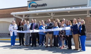 Image Caption: From left to right, Physician Assistant Jessica Lehman, Office Supervisor Carolyn Whitfield, Practice Manager Geoff Failla, Senior Vice President and Chief Ambulatory Officer Mike Ashton, Cardiologist Vincent Abbrescia, DO, Chief of Medical Cardiology and Interventional Cardiologist Aditya Sharma, MD, Echo Sonographer Tiffany Owens, President and Chief Executive Officer Terry Murphy, Ultrasound Supervisor Kirstin Owens, Nurse Practitioner Michelle Stalworth, Senior Director, Bayhealth Heart & Vascular Institute Ben Collins, Physician Assistant Kristin Anderson, Nuclear Technologist Cristina Rose, Nuclear Cardiology Supervisor Kimberly Griffiths, Nurse Practitioner Adrienne Briggs, Vice President, Physician Services Bayhealth Heart & Vascular Institute