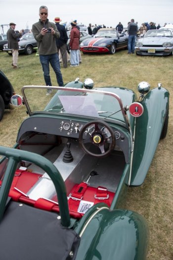 A 1961  Lotus Super Seven owned by Bill Tattersall of Frankford is a low rider.