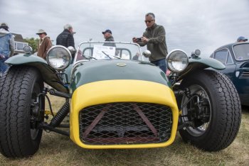 A 1961  Lotus Super Seven owned by Bill Tattersall of Frankford sits low to the ground.