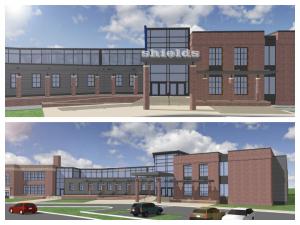 Entrances to the new school will be off the sides.