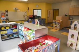 Classrooms are set up and ready for students.